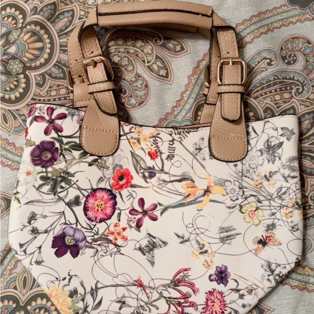 Floral Beige Women's Bag